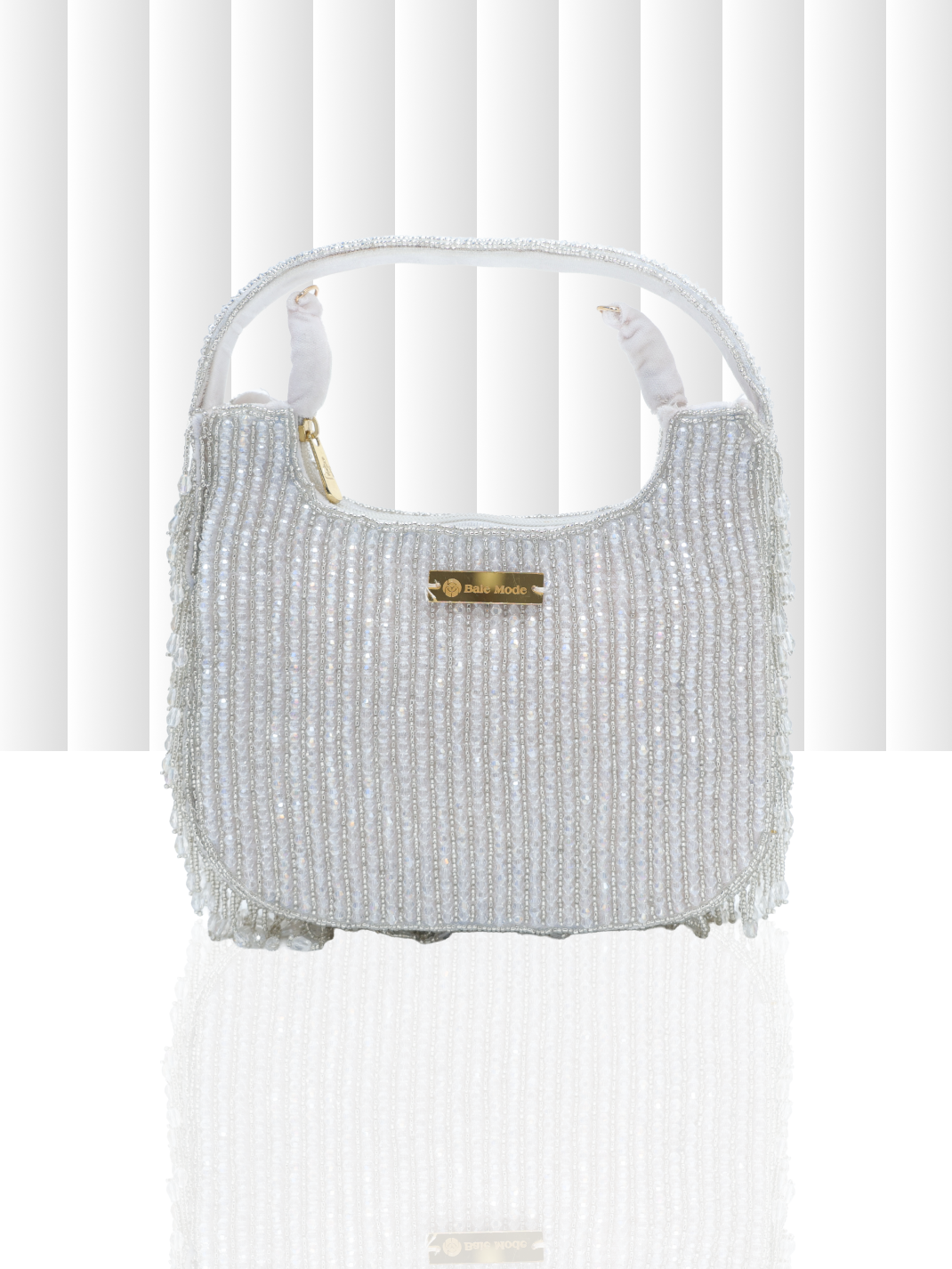 Beaded Hobo Bag White