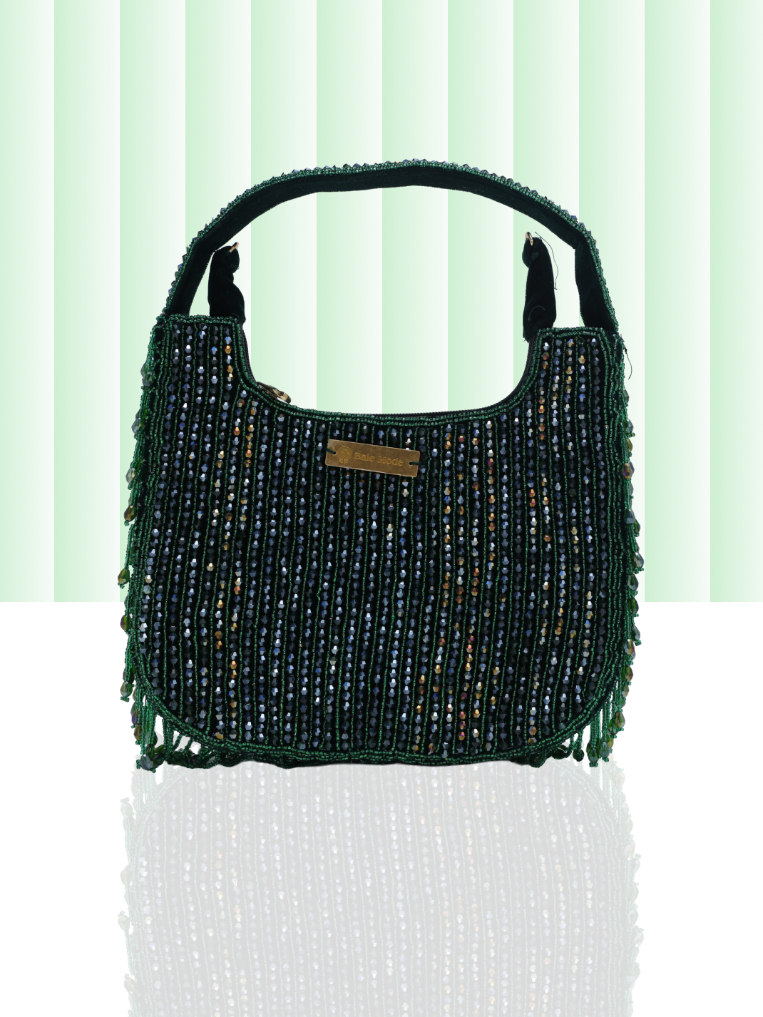 Beaded Hobo Bag Green