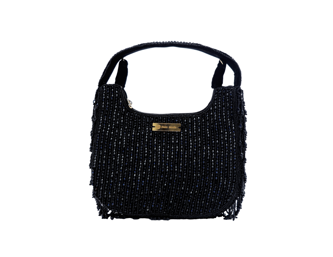 Beaded Hobo Bag Black