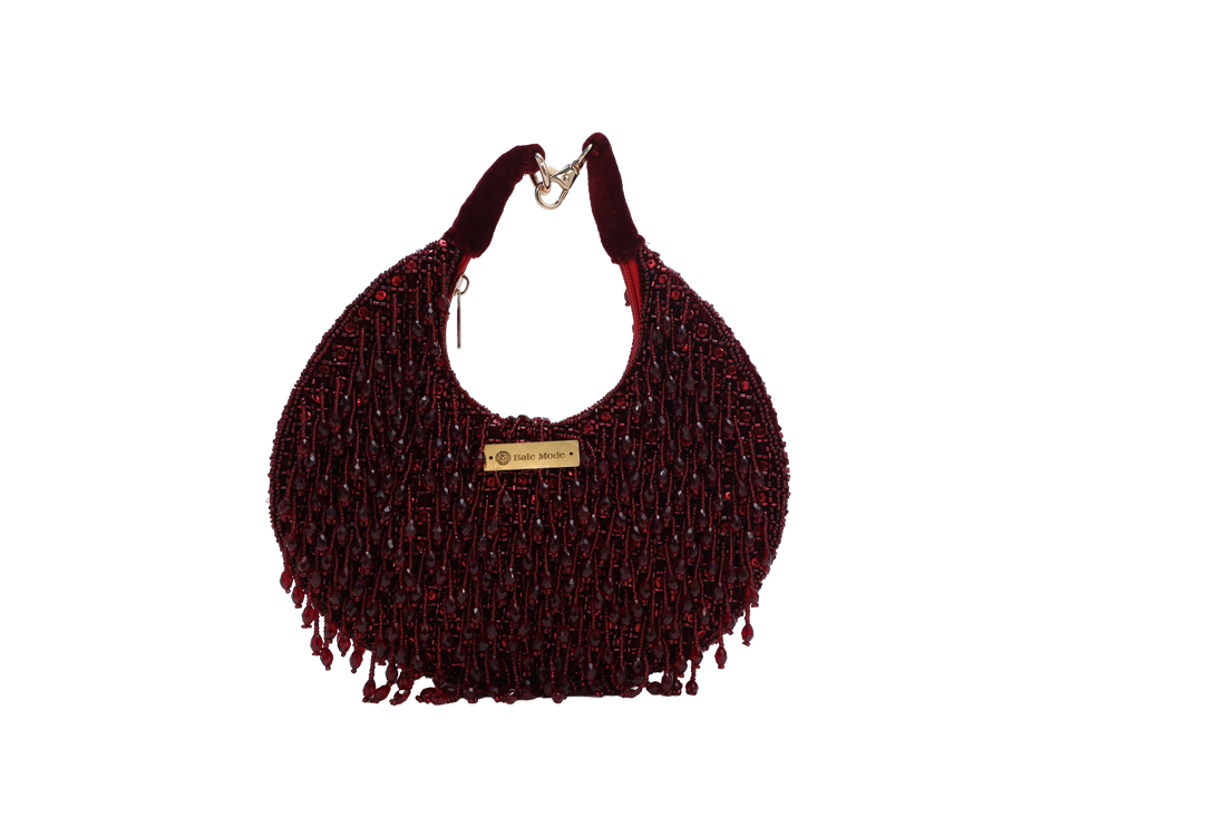 Beaded Hobo Bag 2 Red
