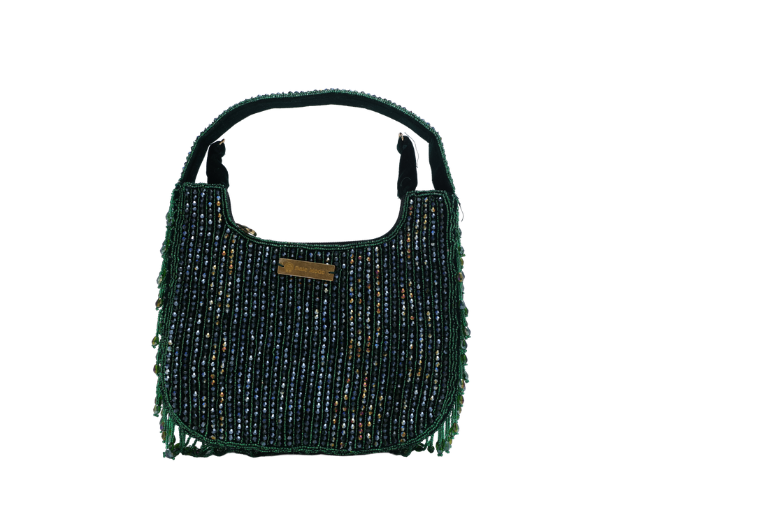 Beaded Hobo Bag Green