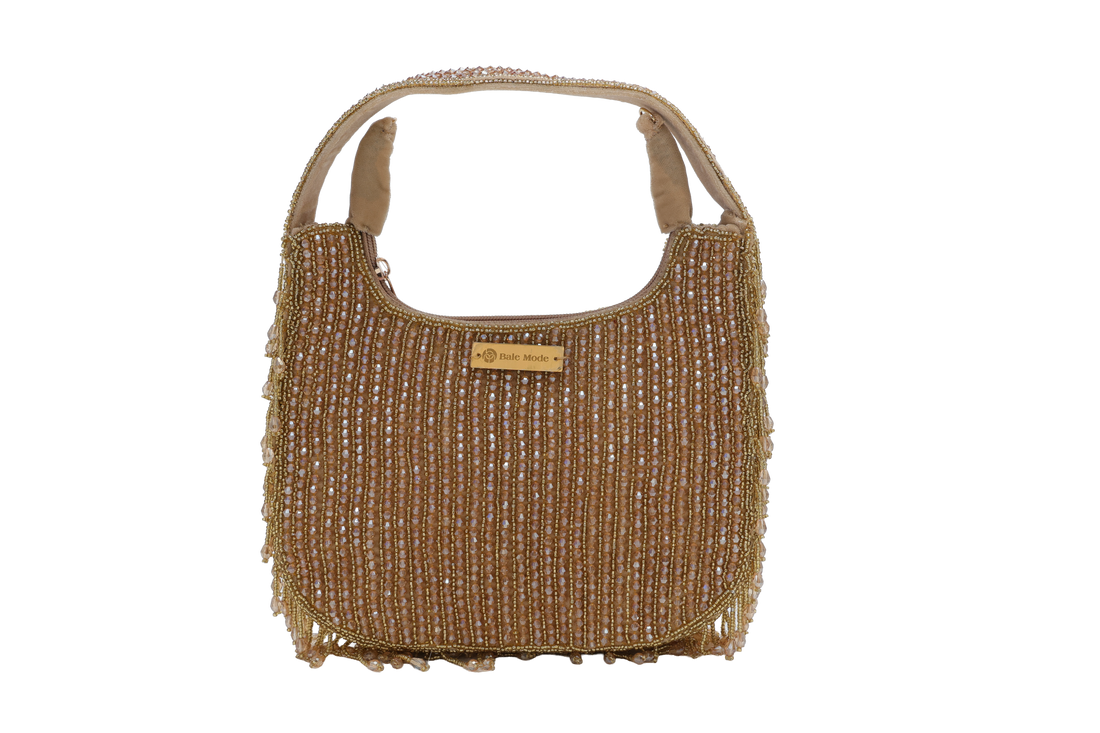 Beaded Hobo Bag Gold