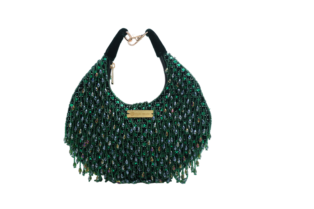 Beaded Hobo Bag 2 Green